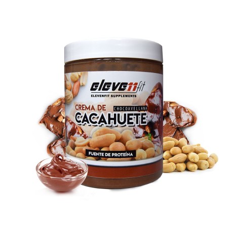 ▷ Crema De Cacahuete Chocolate Y Avellana 300gr Sin Azúcar- Elevenfit